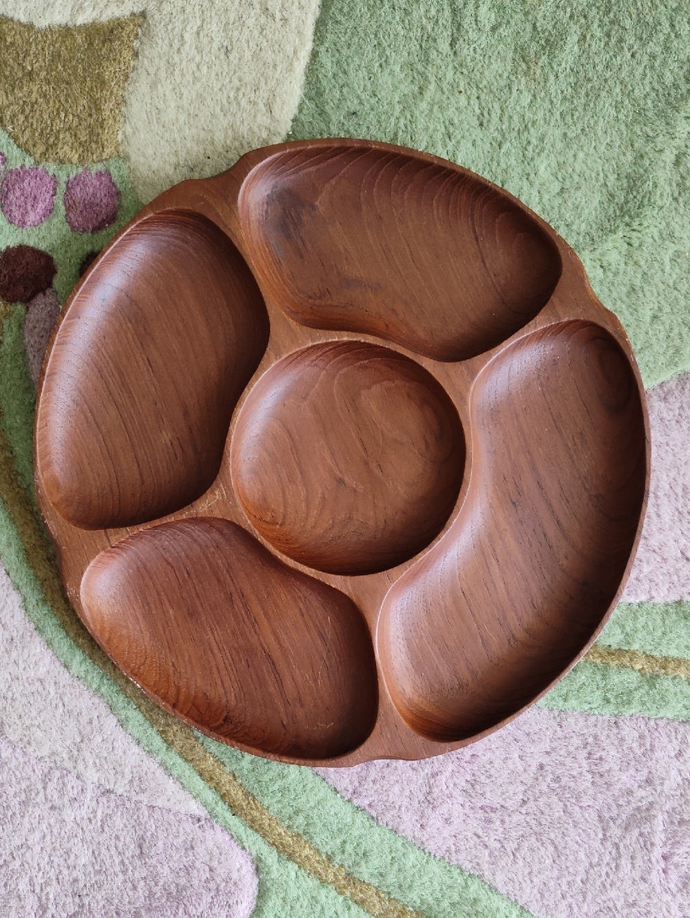 Vintage Wood Serving Tray  Multi-Compartment Snack Platter